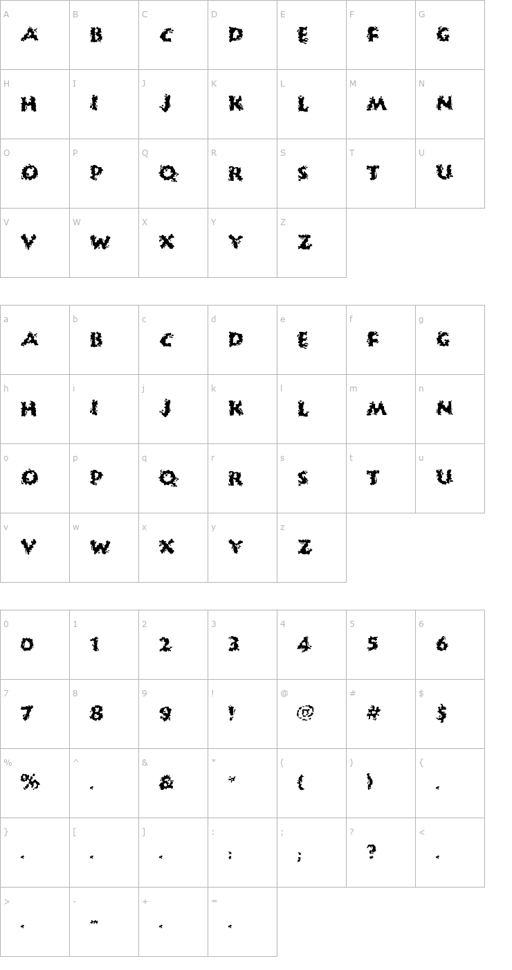 Character Map Huckle Buff Font