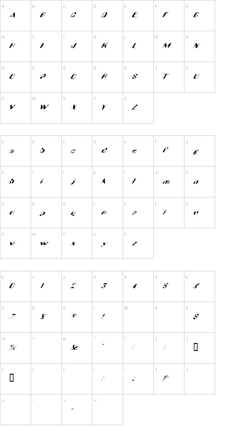 Character Map Hugenick Font