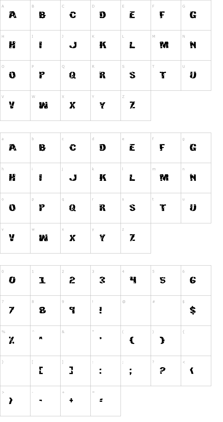 Character Map Hulkbusters Font