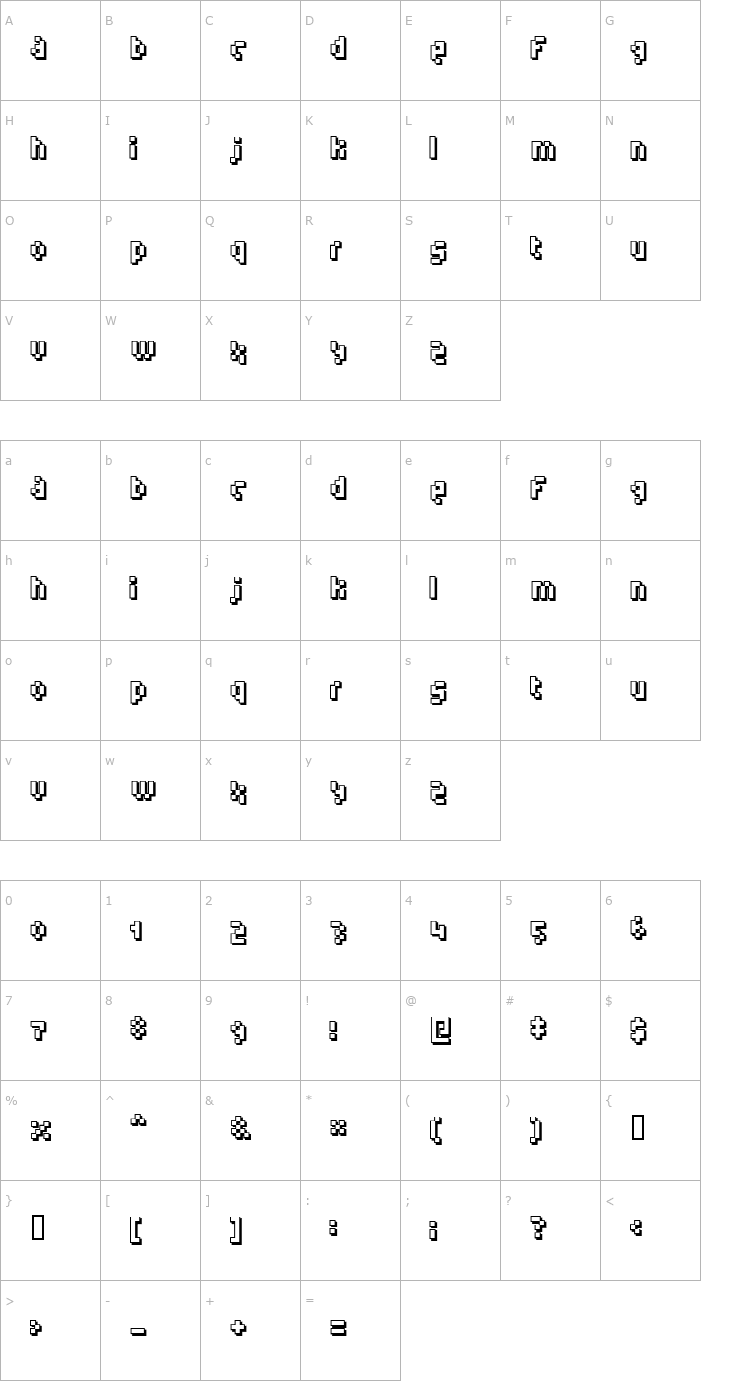 Character Map Humanoid [straight] Font