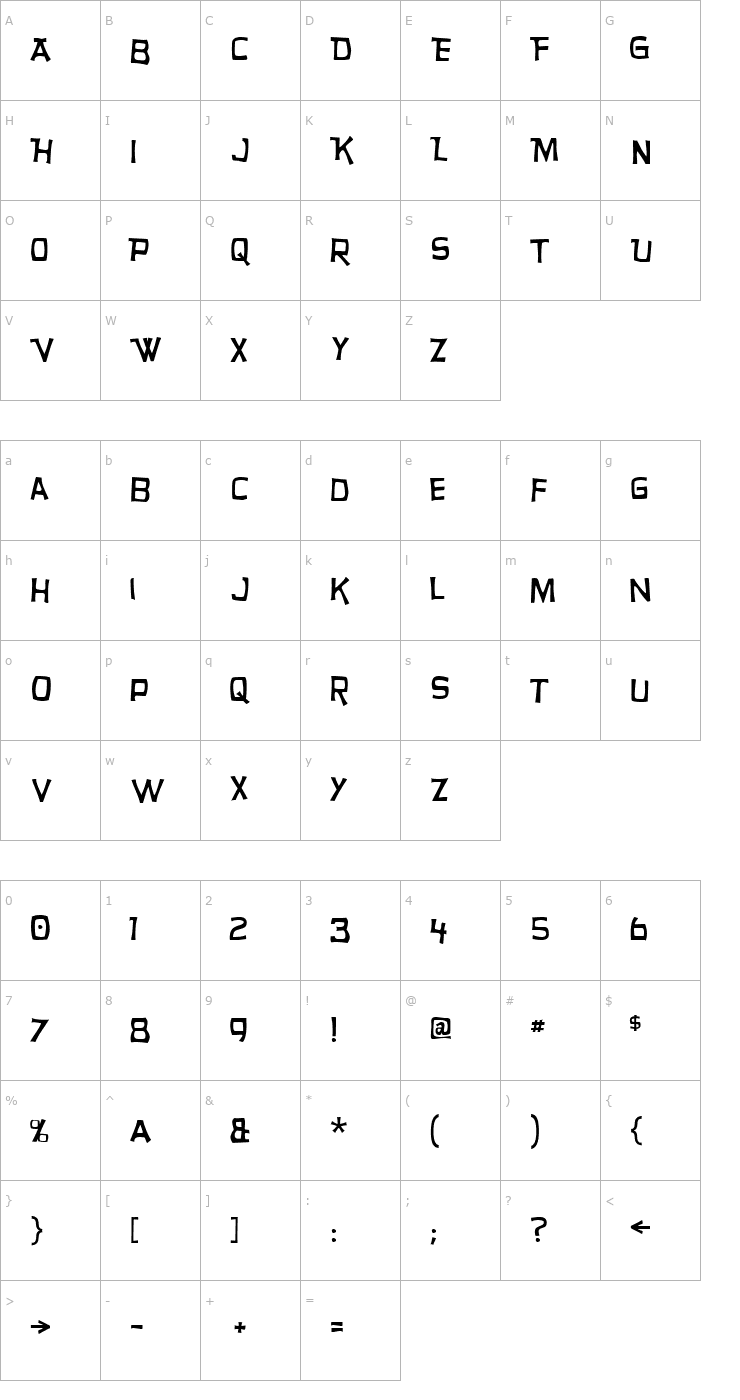 Character Map Hurry Up Font