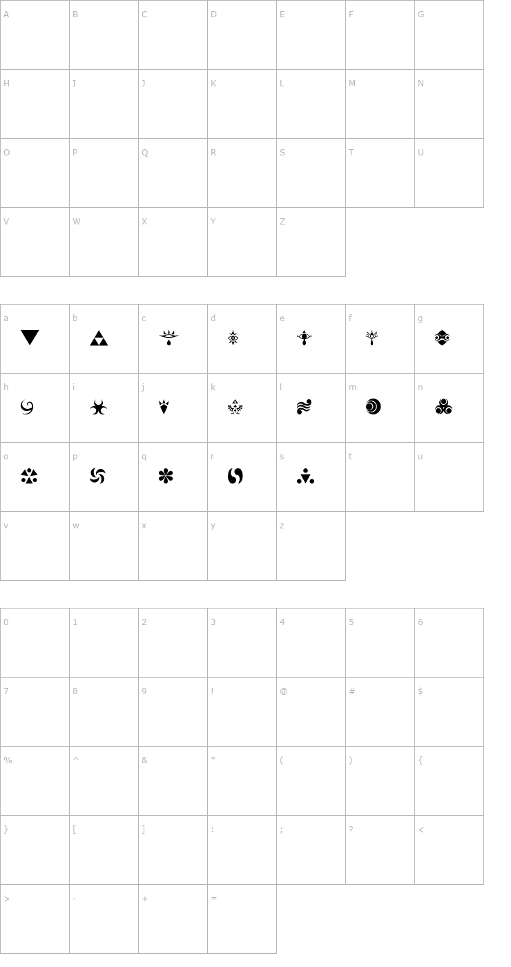 Character Map Hylian Symbols Font