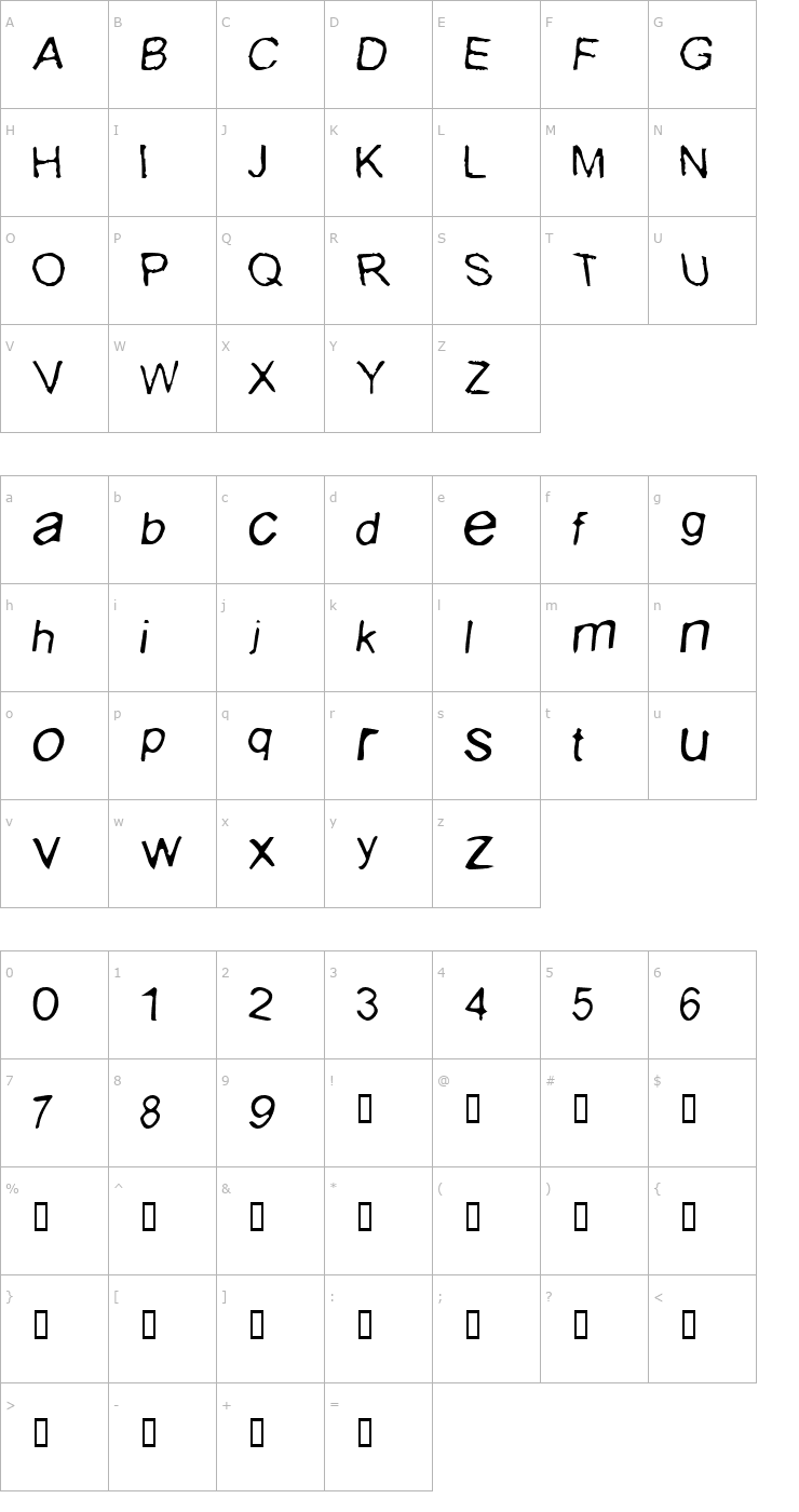 Character Map I Buried Paul Normal Font