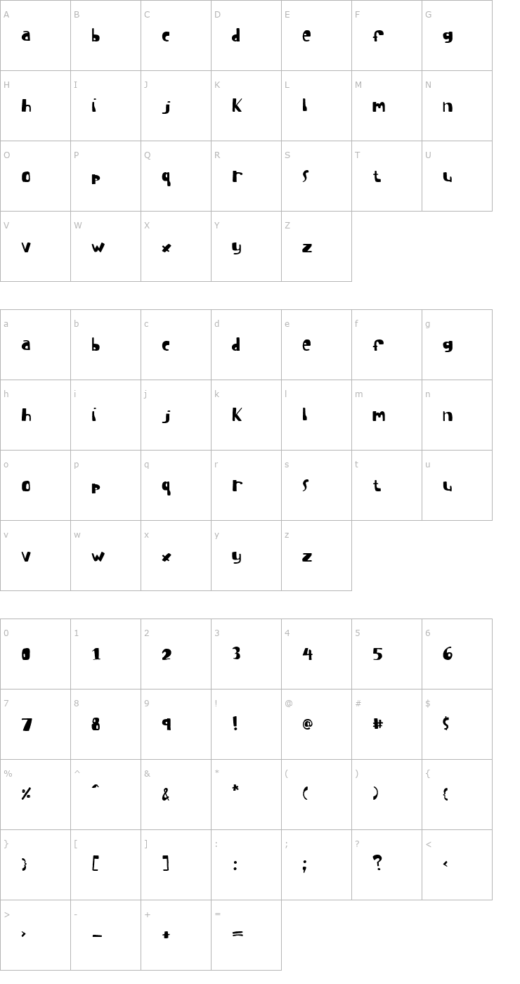 Character Map I suck at golf Font