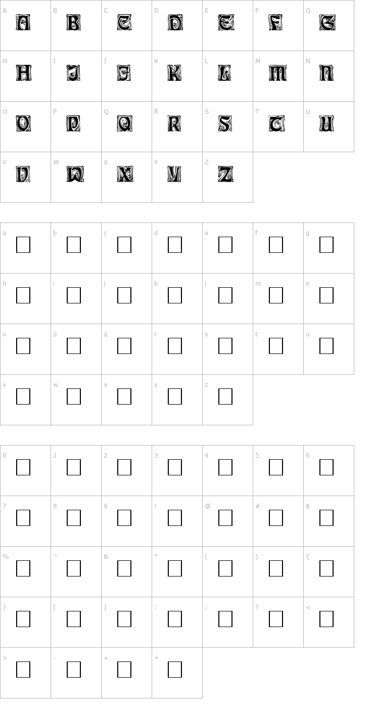 Character Map Ian-Bent Font