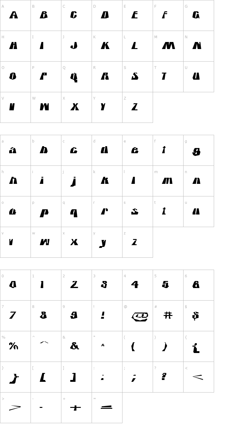 Character Map IcicleCountry Font