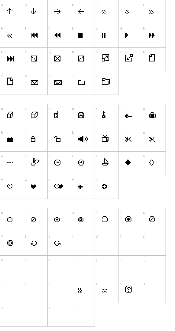 Character Map IconBitOne Font