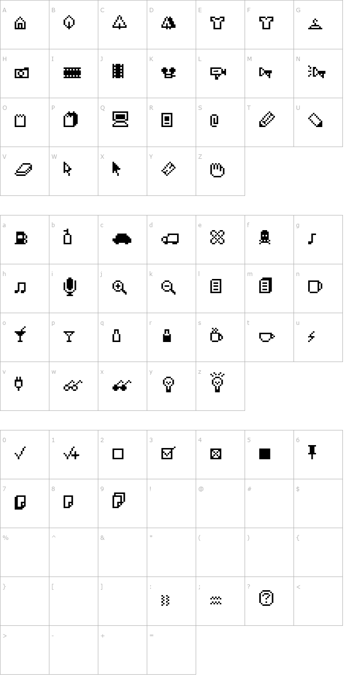 Character Map IconBitTwo Font