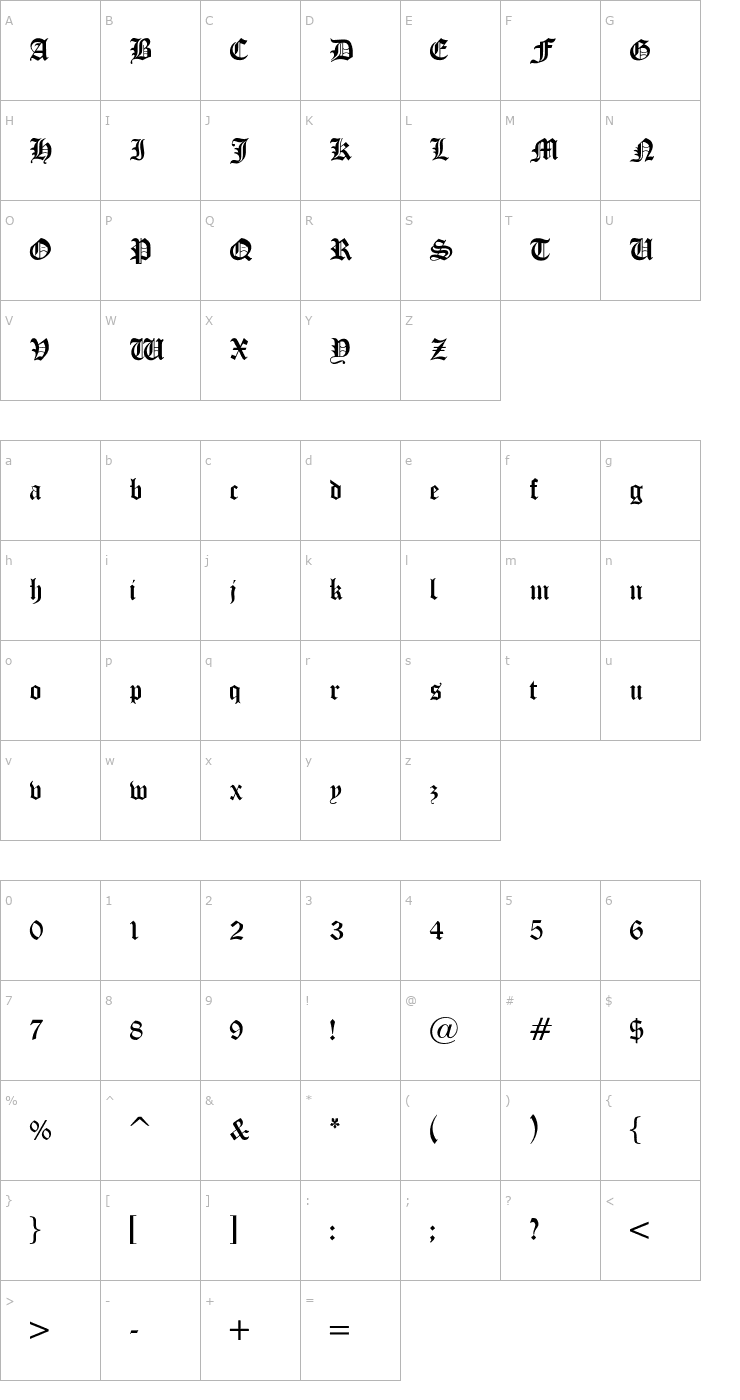 Character Map Iglesia-Light Font