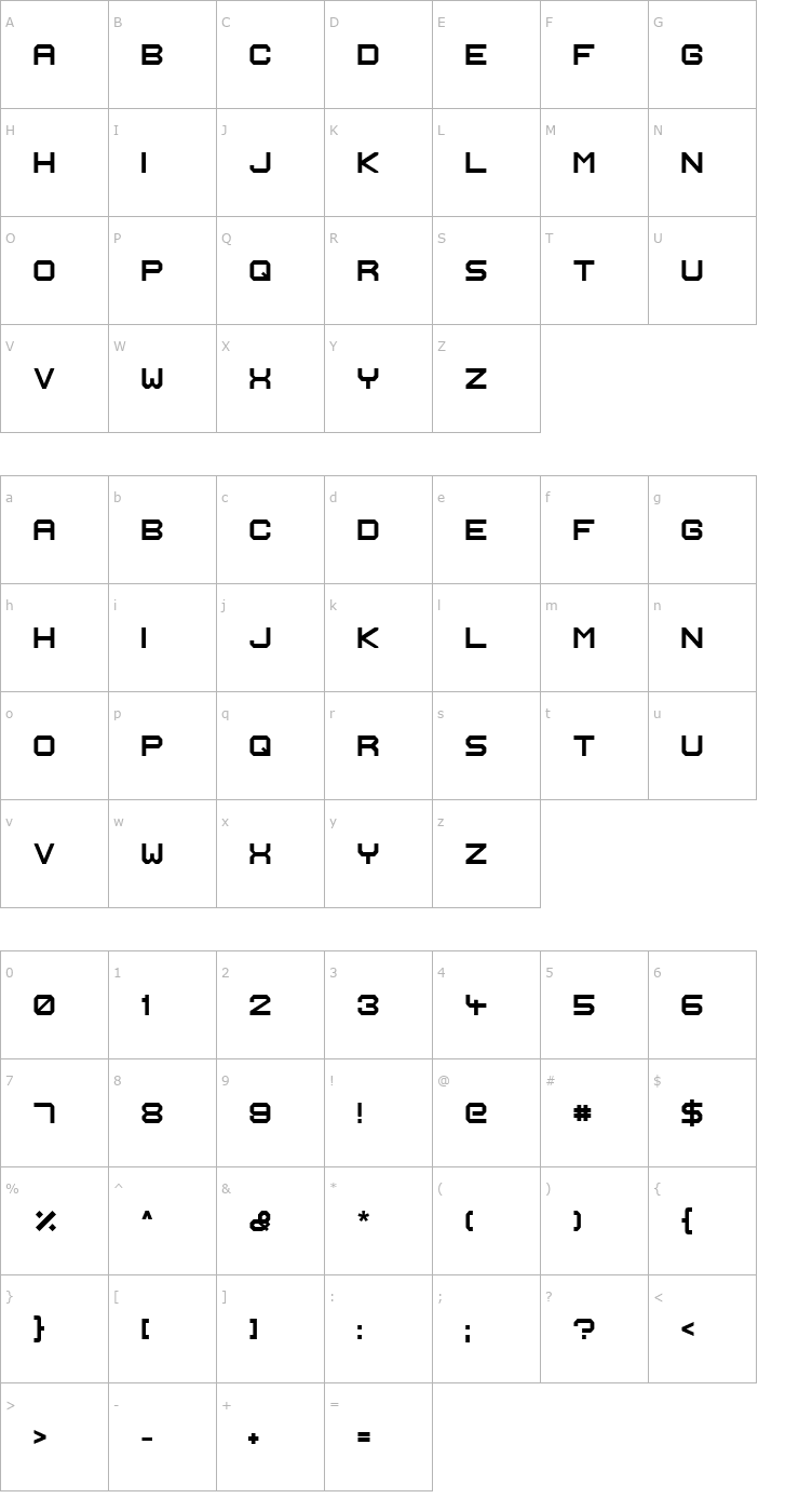 Character Map Ignis et Glacies Extra Sharp Bold Font