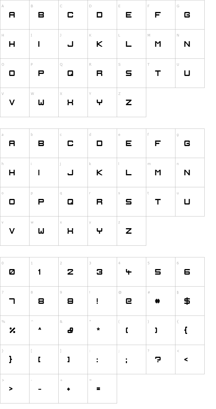 Character Map Ignis et Glacies Sharp Bold Font