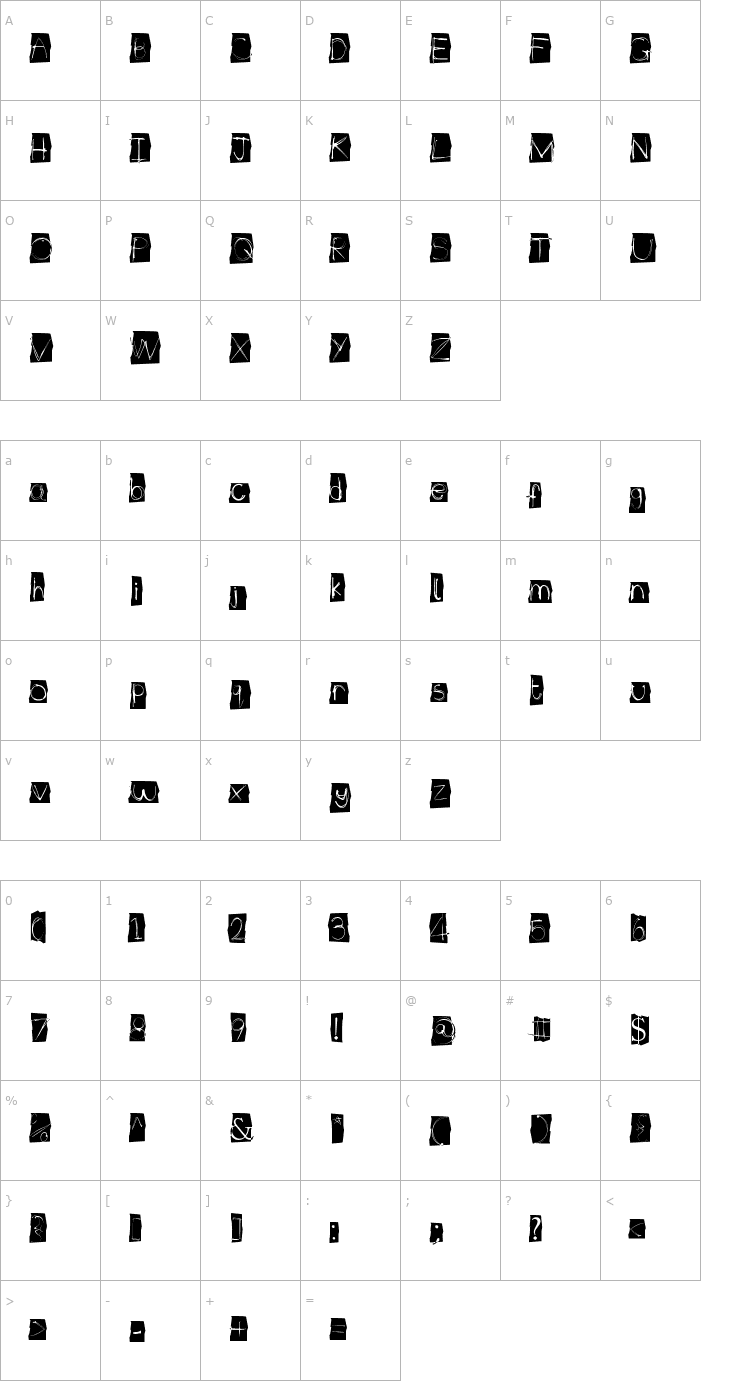 Character Map Illuminate Font