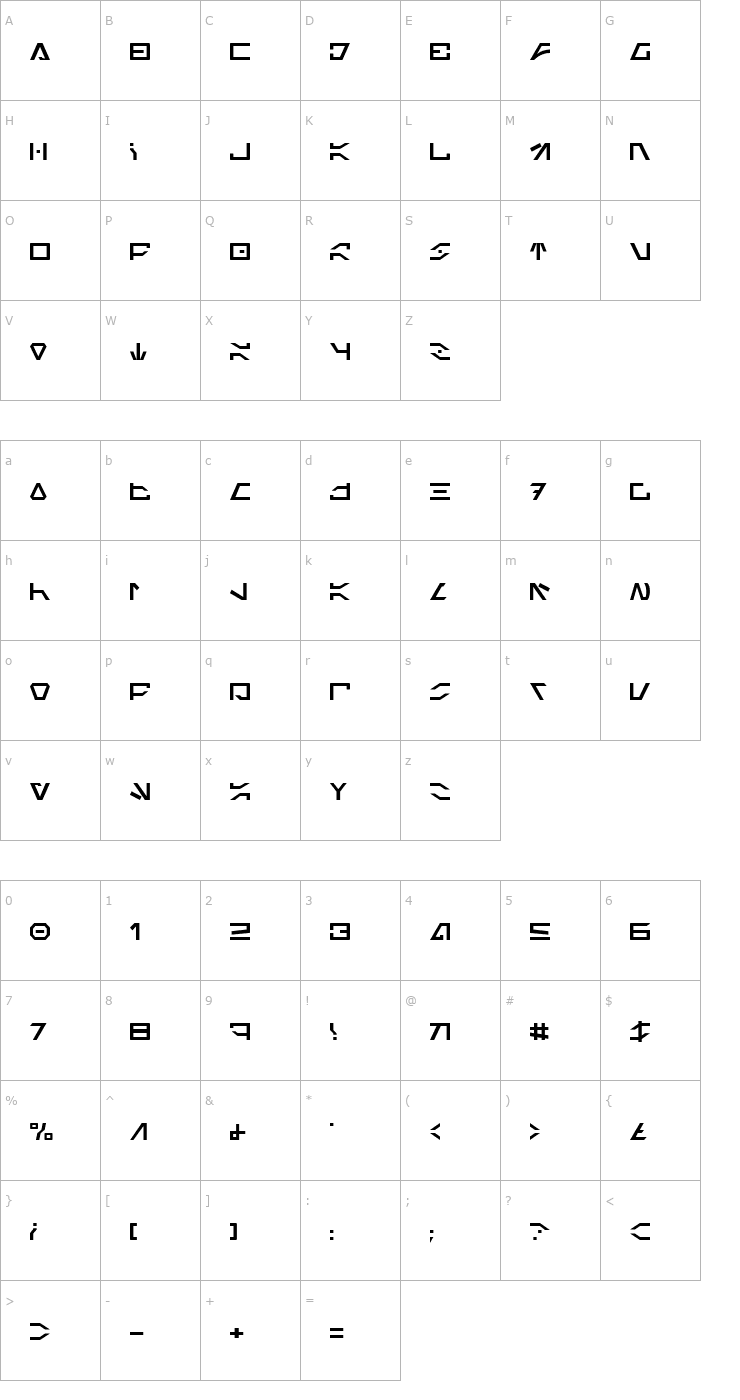 Character Map Imperial Code 2 Font