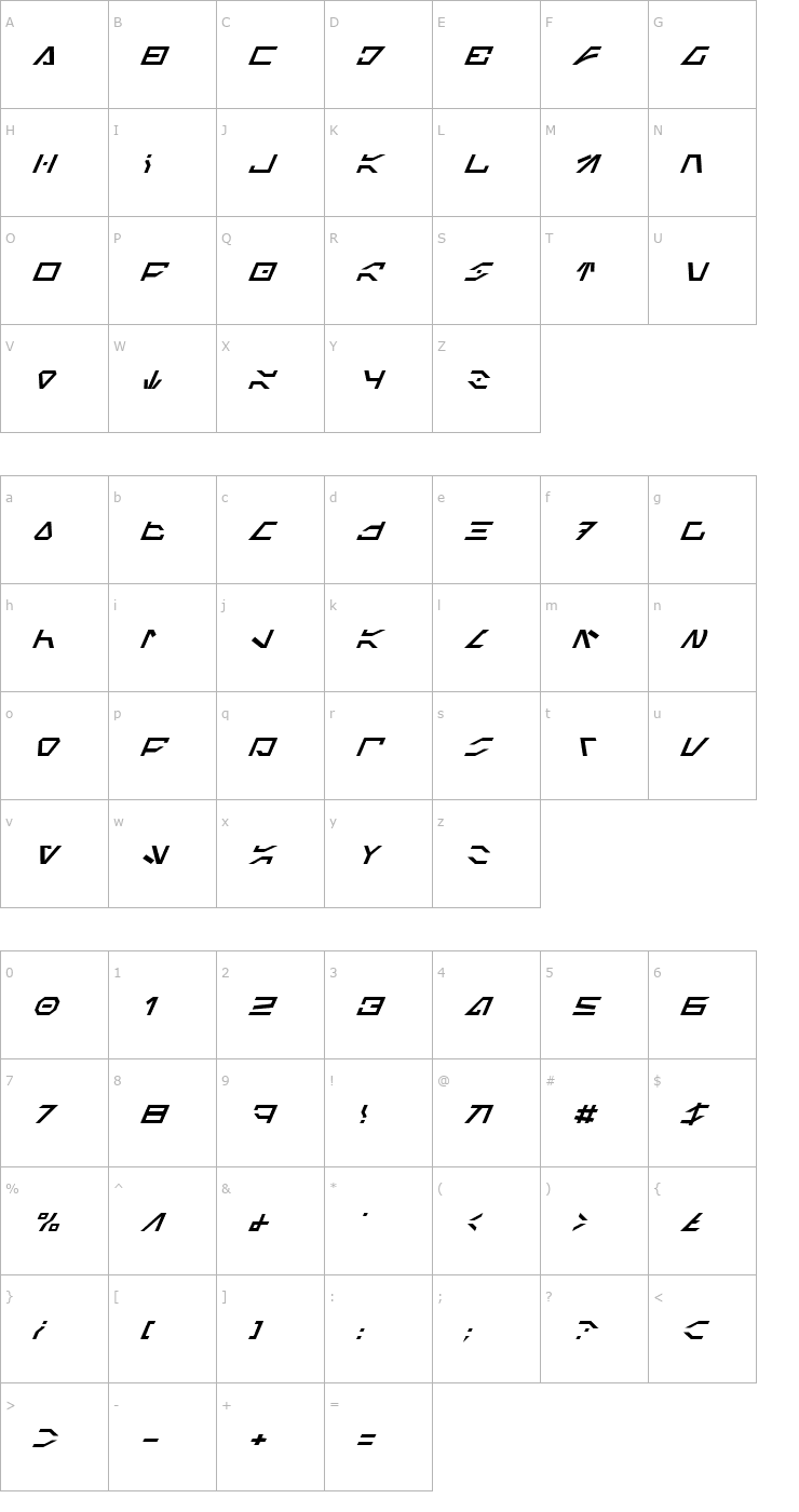 Character Map Imperial Code Italic Font