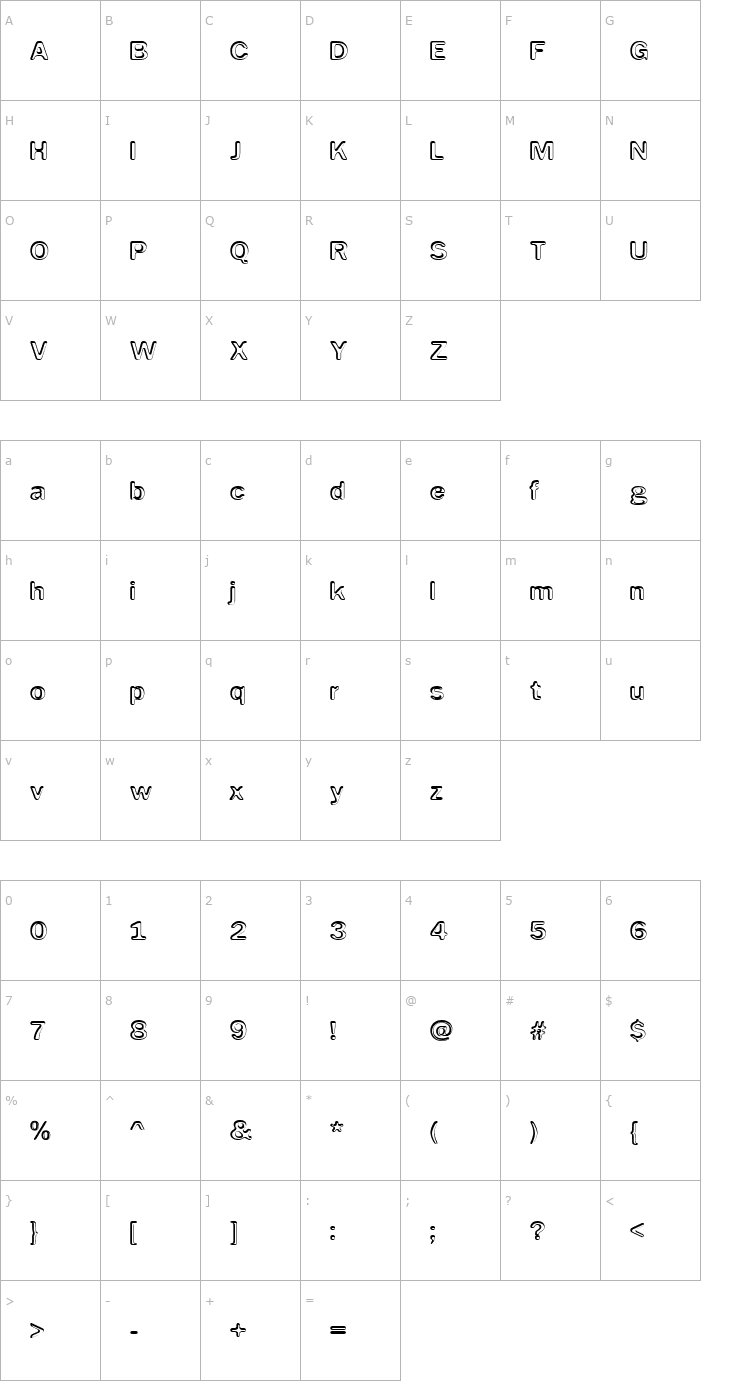 Character Map Impressed Metal Font