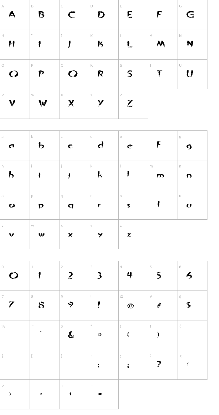 Character Map In A Flash Expanded Font