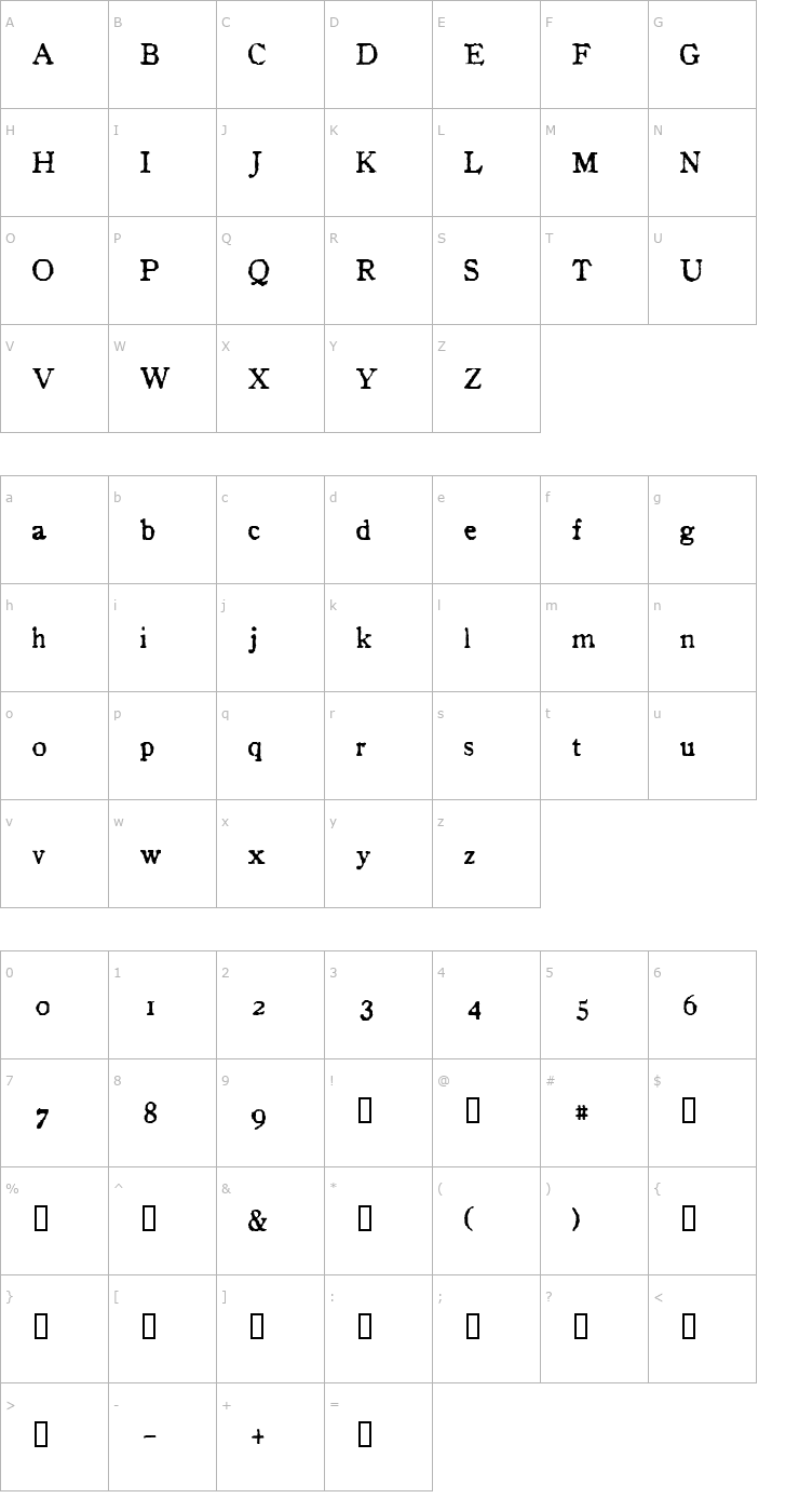 Character Map In_alphabet Font