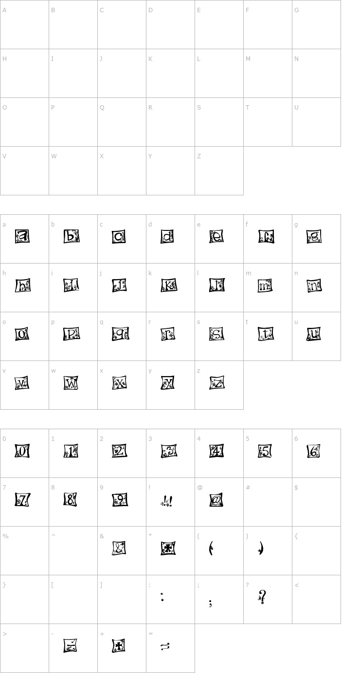 Character Map Indezonefont - creative Font