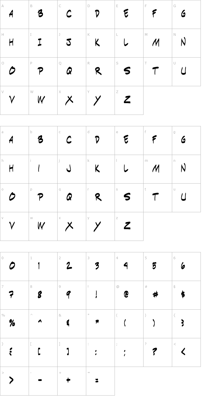 Character Map Indie Komiks Sketch Normal Font