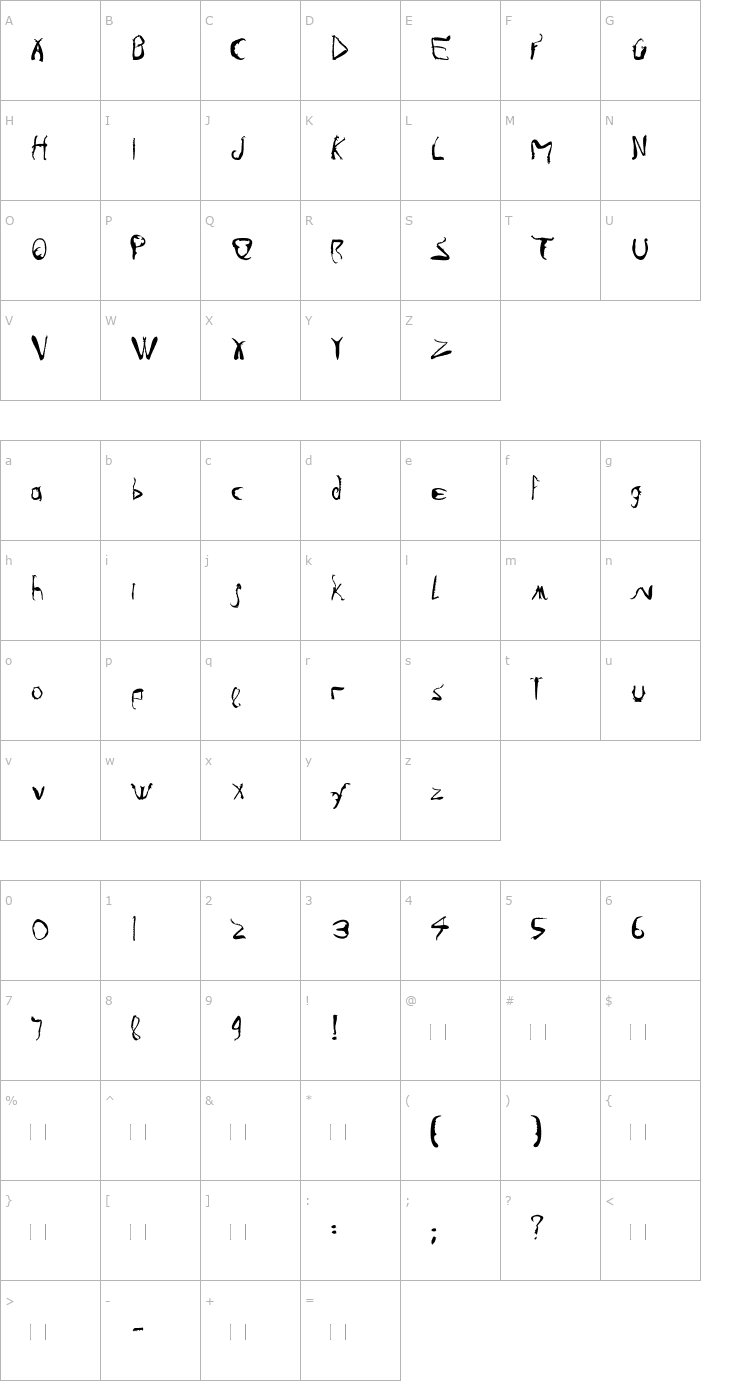 Character Map Infestia Font