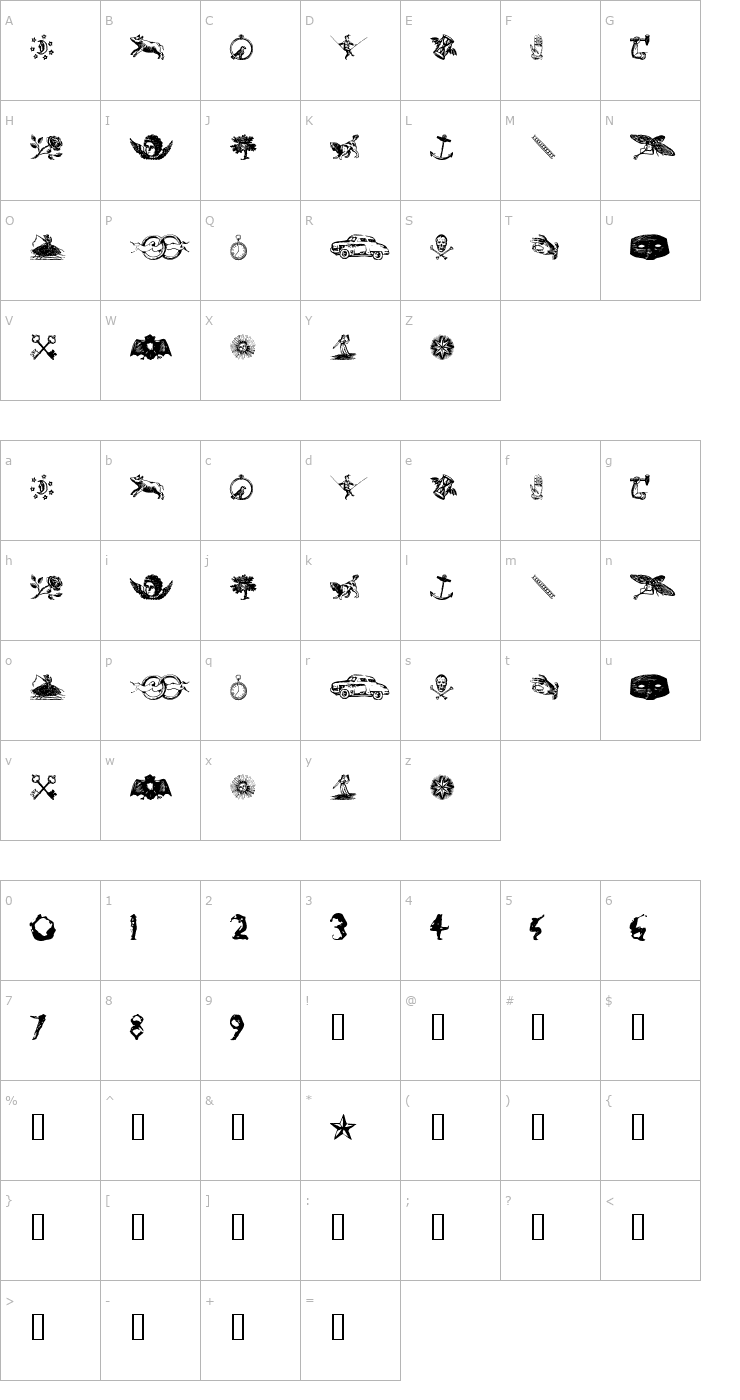 Character Map Infinit Dingbats Font