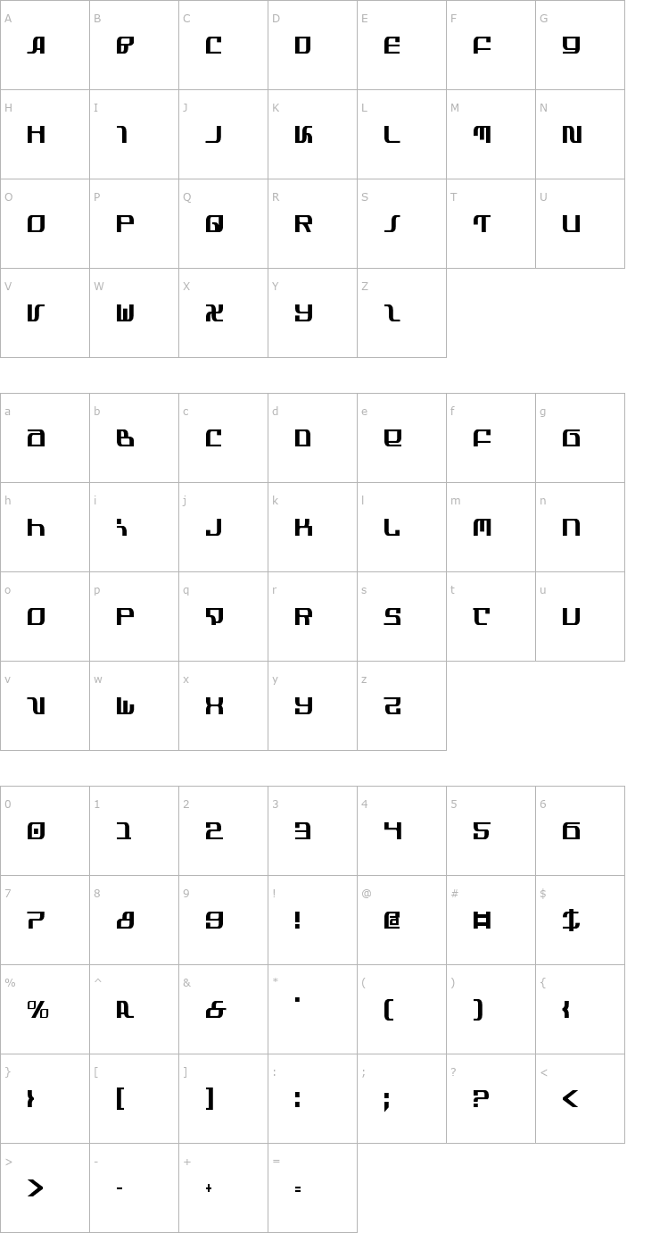 Character Map Infinity Formula Condensed Font