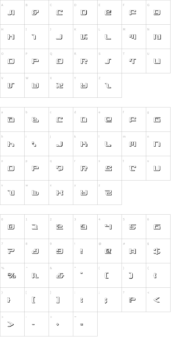 Character Map Infinity Formula Shadow Font