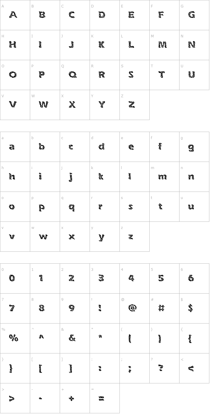 Character Map Ink Swipes (BRK) Font