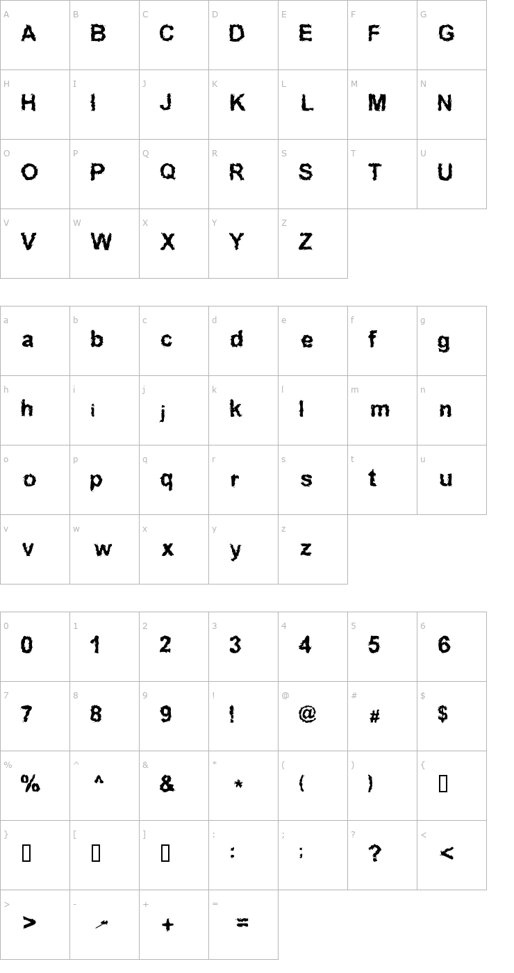 Character Map Inked weird Font