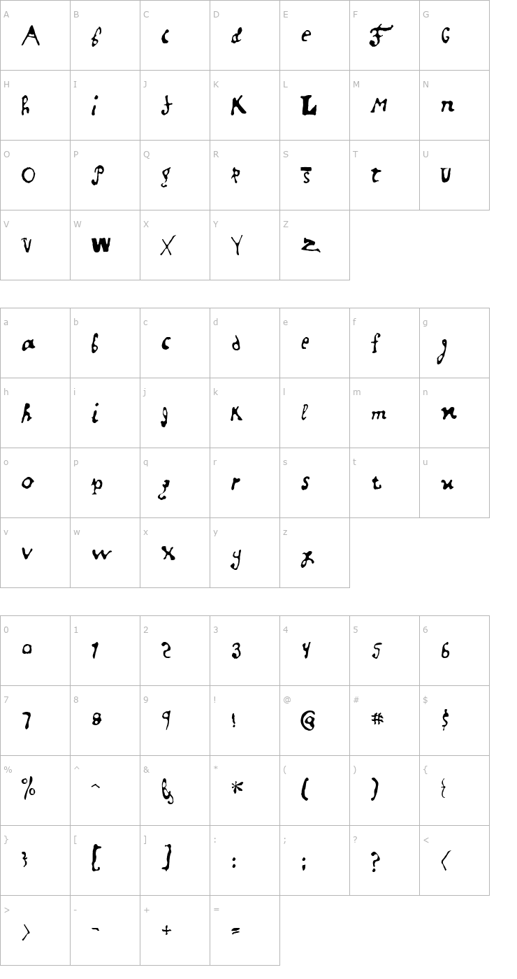 Character Map InSodiumBenzoate Font