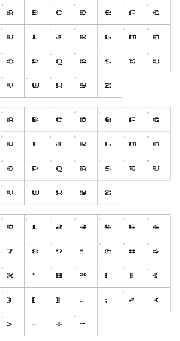 Character Map Intergalaktika Font