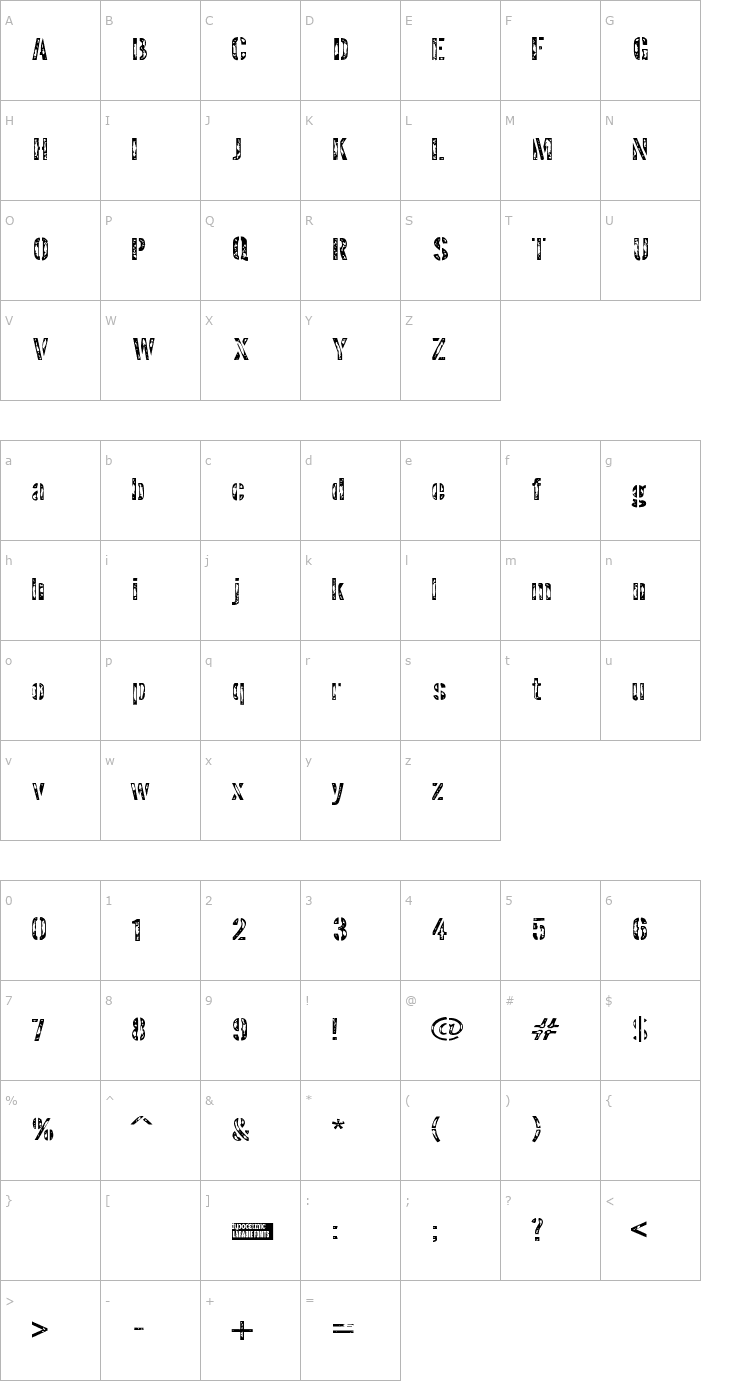 Character Map Interplanetary Crap Font