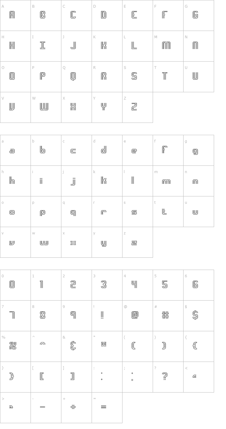 Character Map Intersect O BRK Font