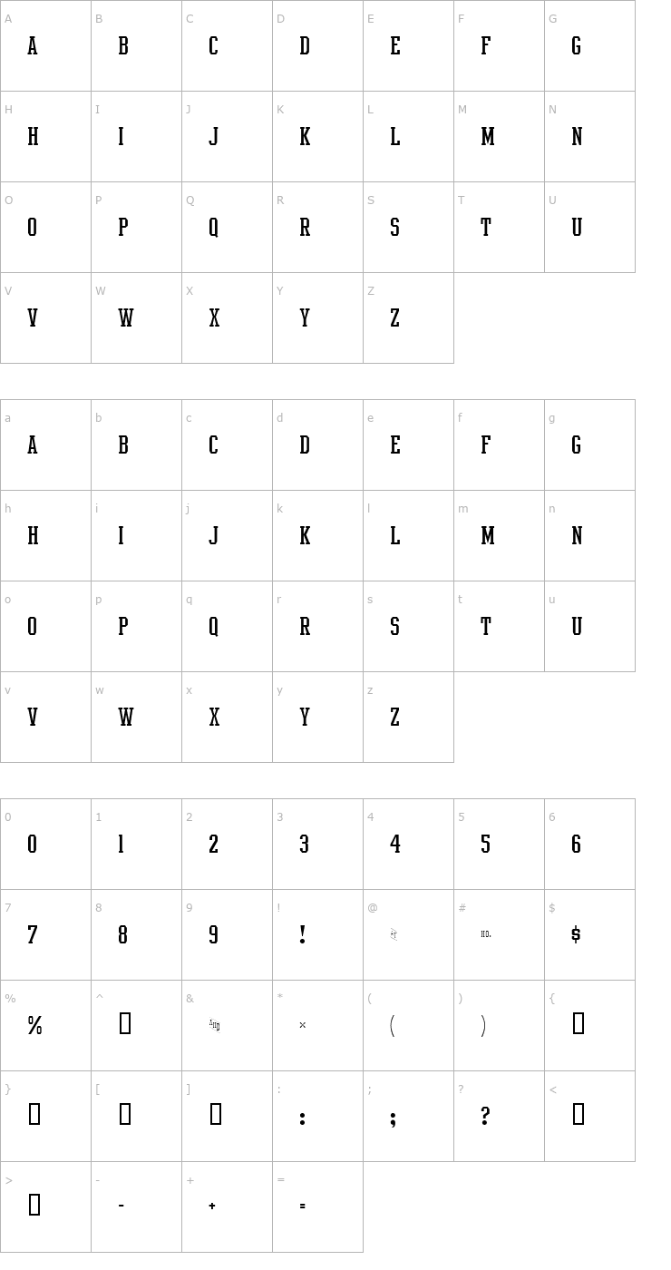 Character Map Intramural Light JL Font