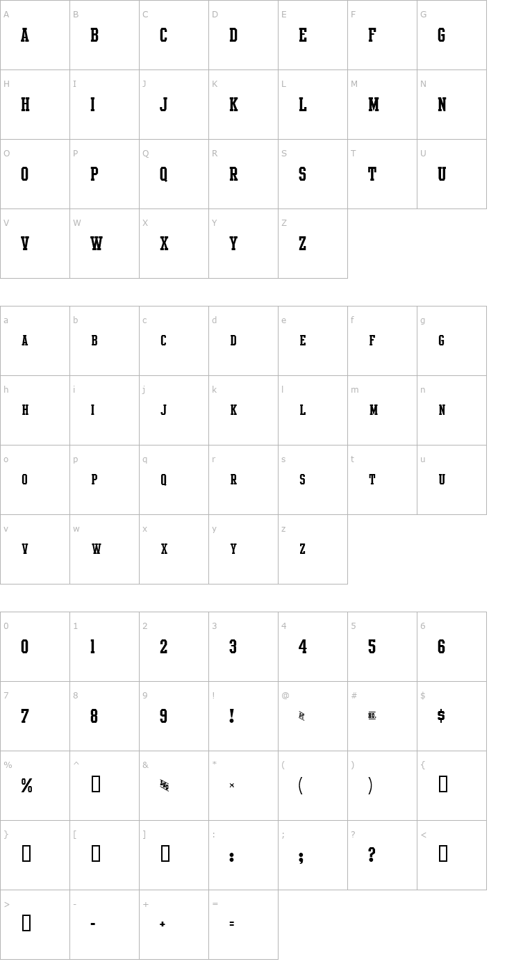 Character Map Intramural Small Caps JL Font