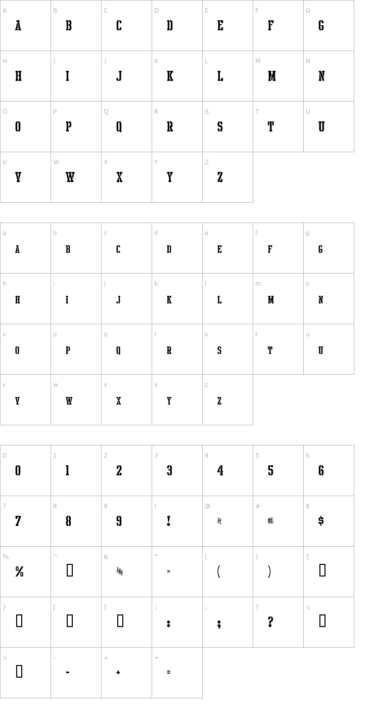 Character Map Intramural Stencil SC JL Font