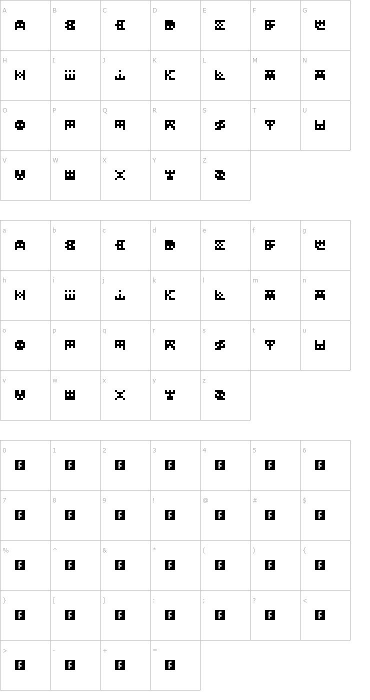 Character Map InvadeMytye Font