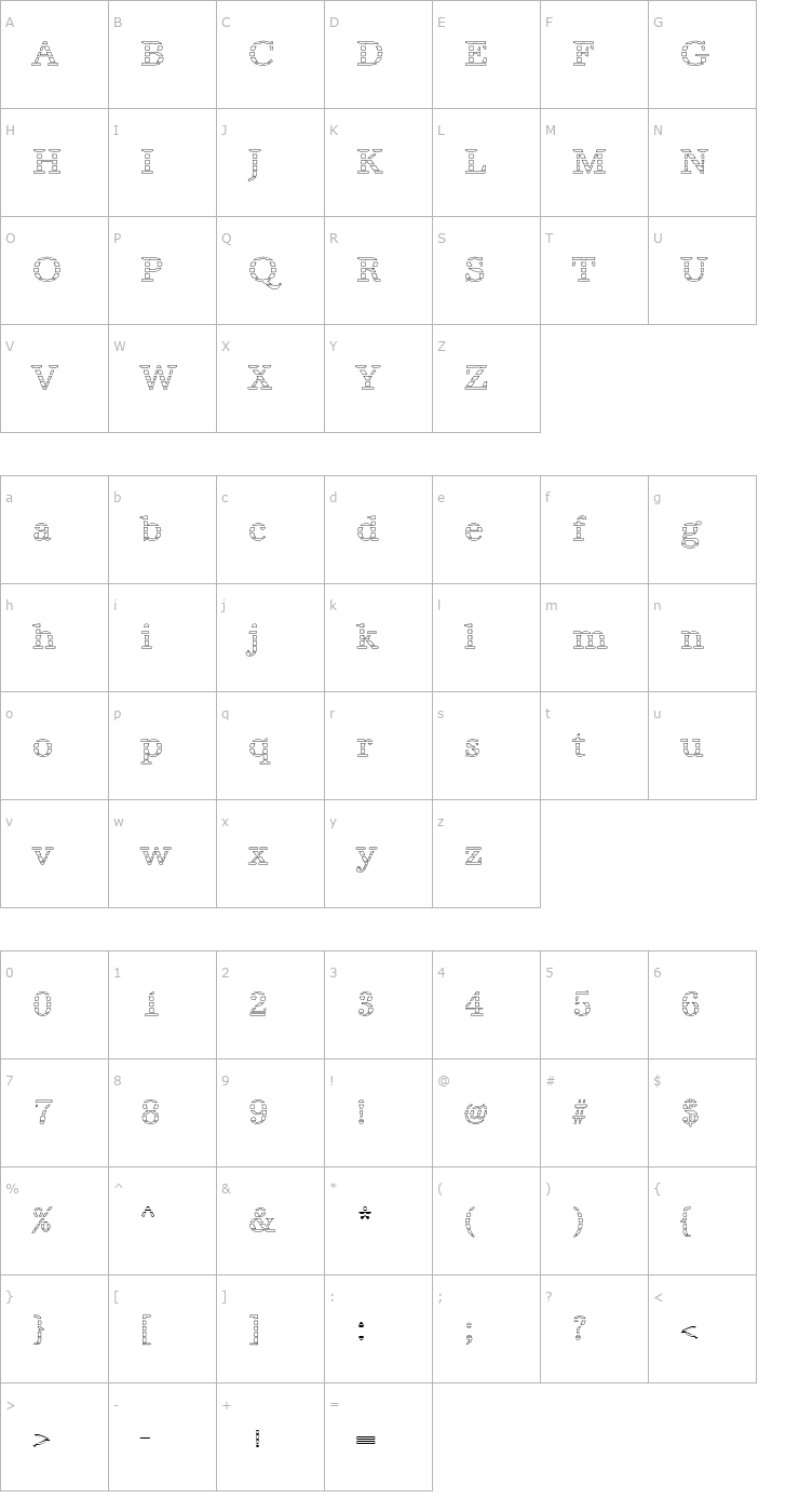 Character Map IrisBeckerGrado-Regular Font