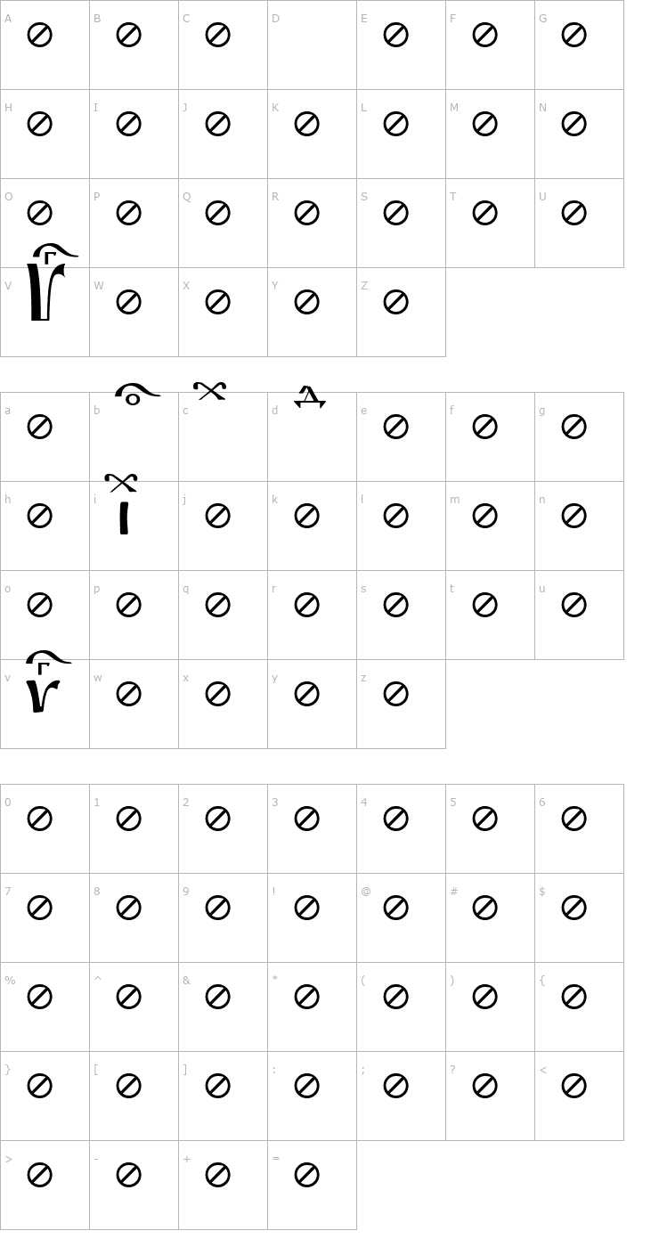 Character Map Irmologion EtceteraTitles Font