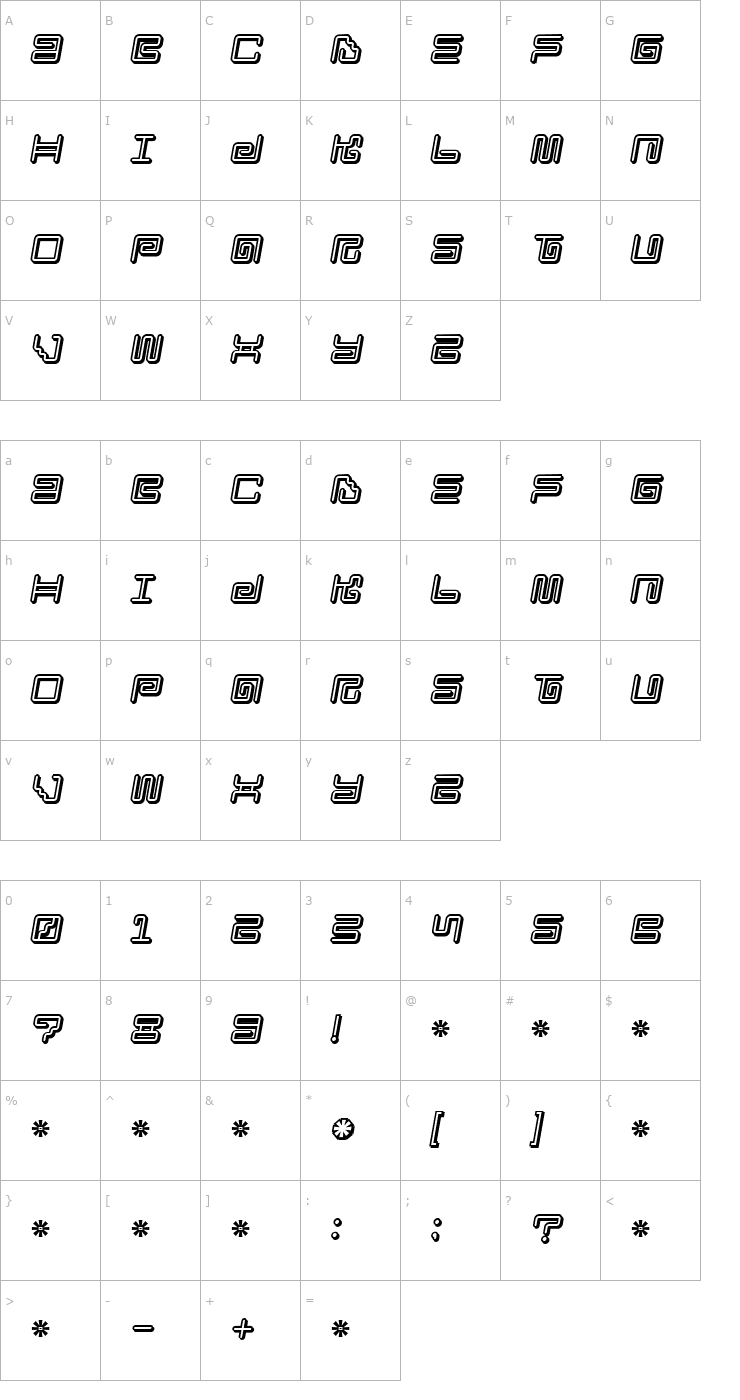 Character Map Iron Lounge Smart 2 Font