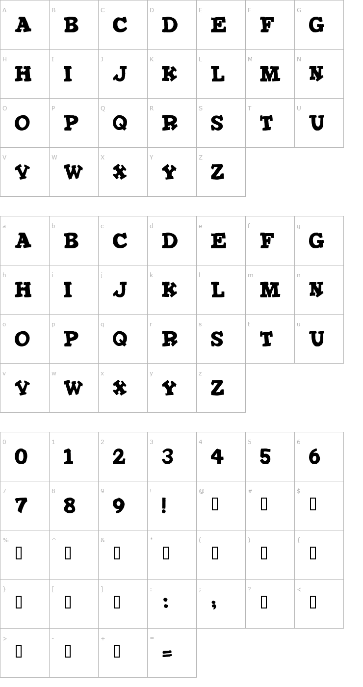 Character Map Iron Man Font