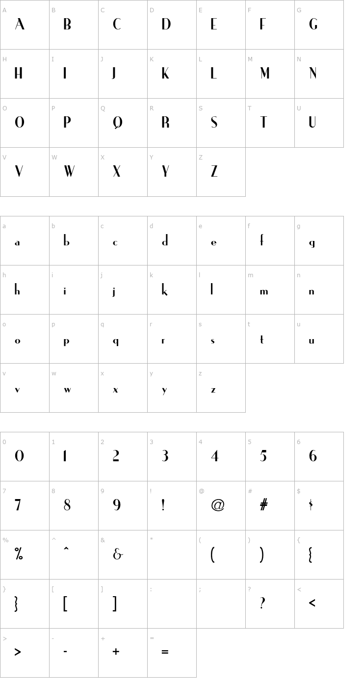 Character Map Ironick-Normal Font