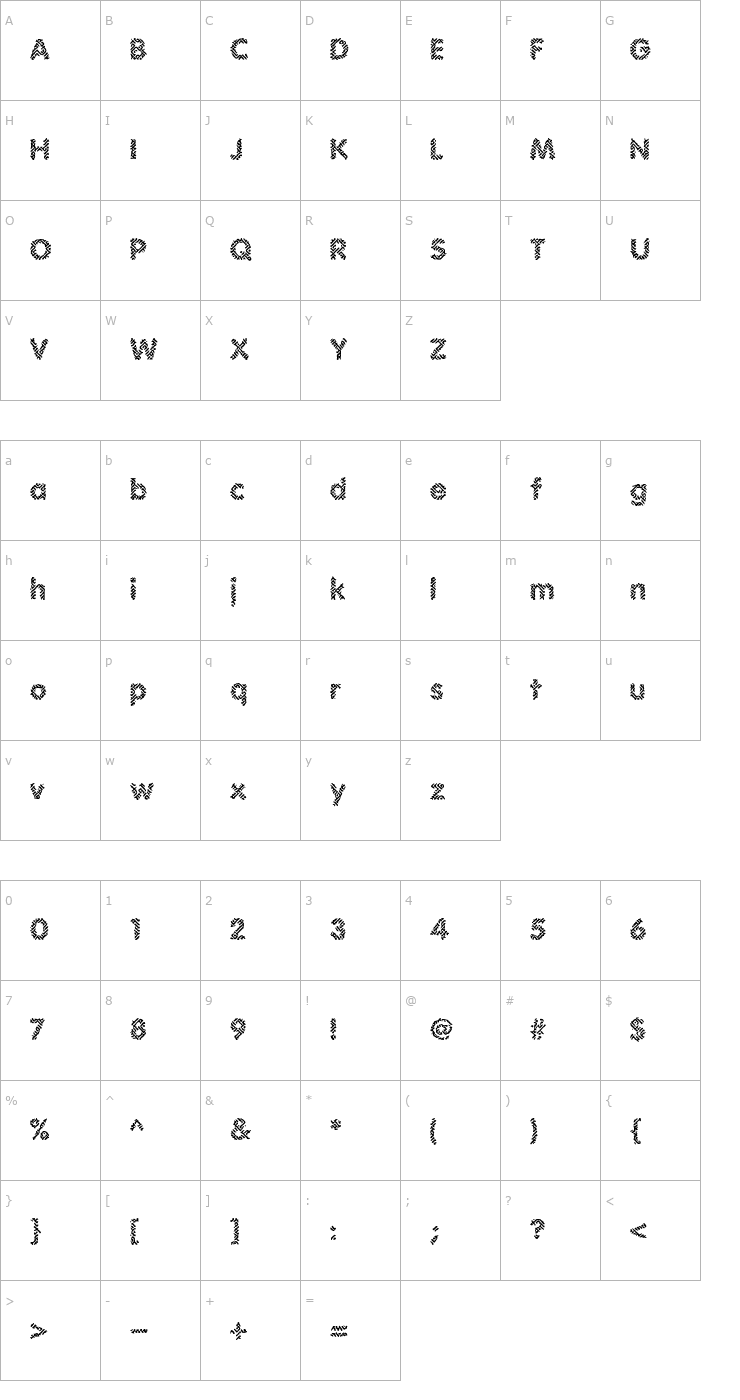 Character Map Irritate (BRK) Font