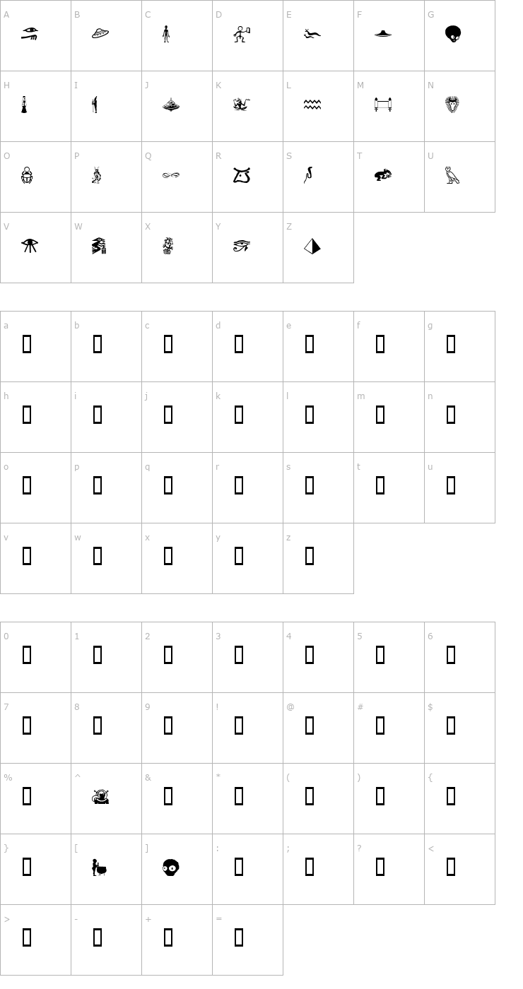 Character Map Isis Dings Font