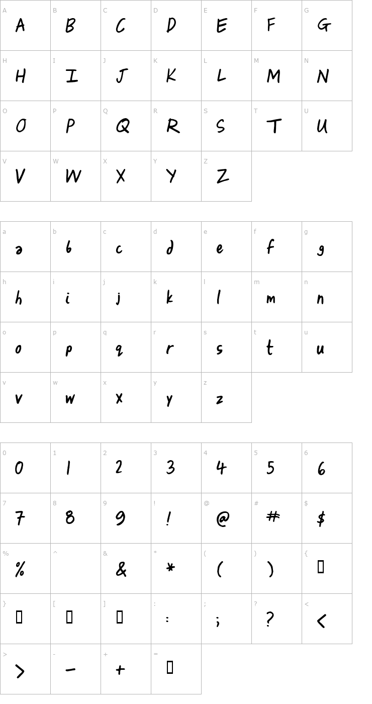 Character Map Izza Font