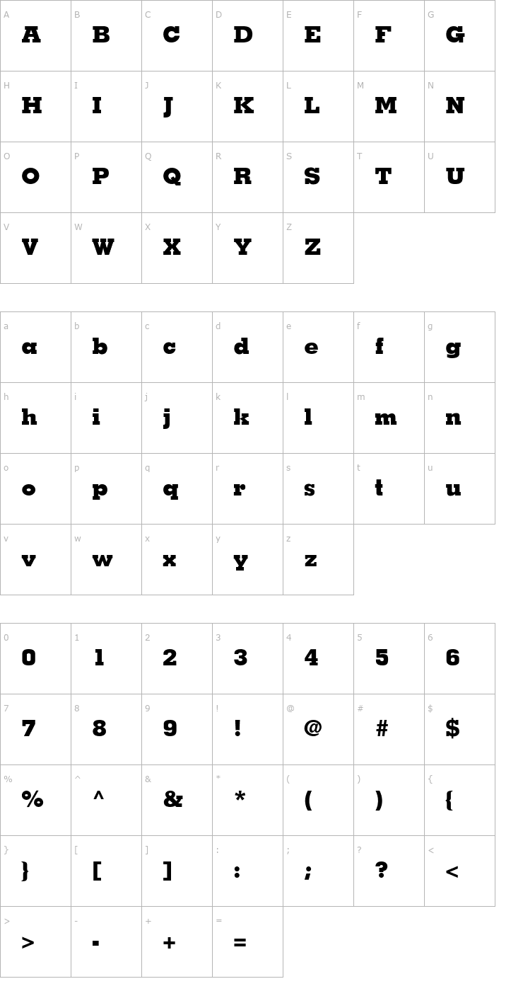 Character Map Jaak Black SSi Extra Bold Font