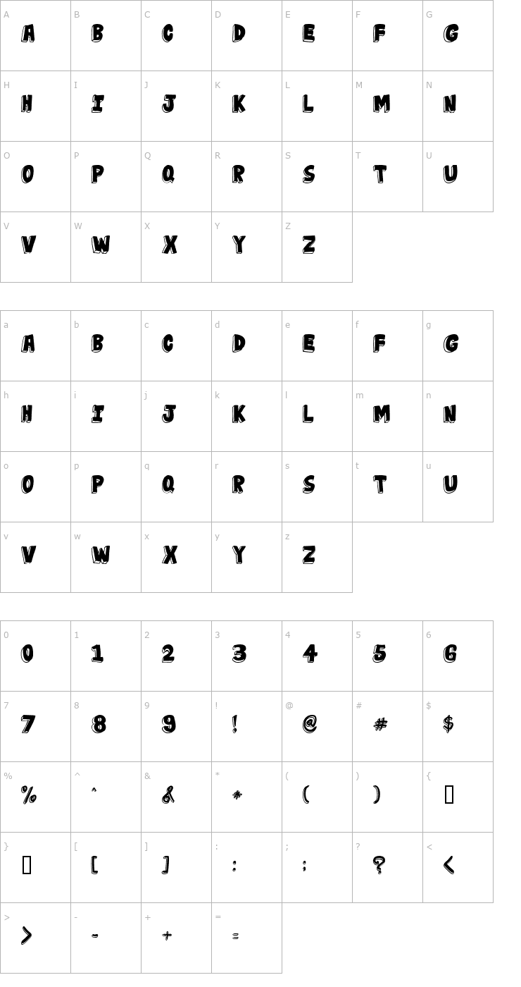 Character Map jabjai Heavy Font