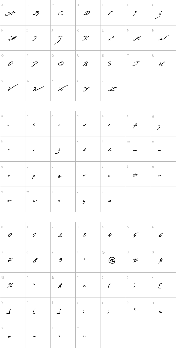 Character Map Jacek Zieba-Jasinski Regular Font