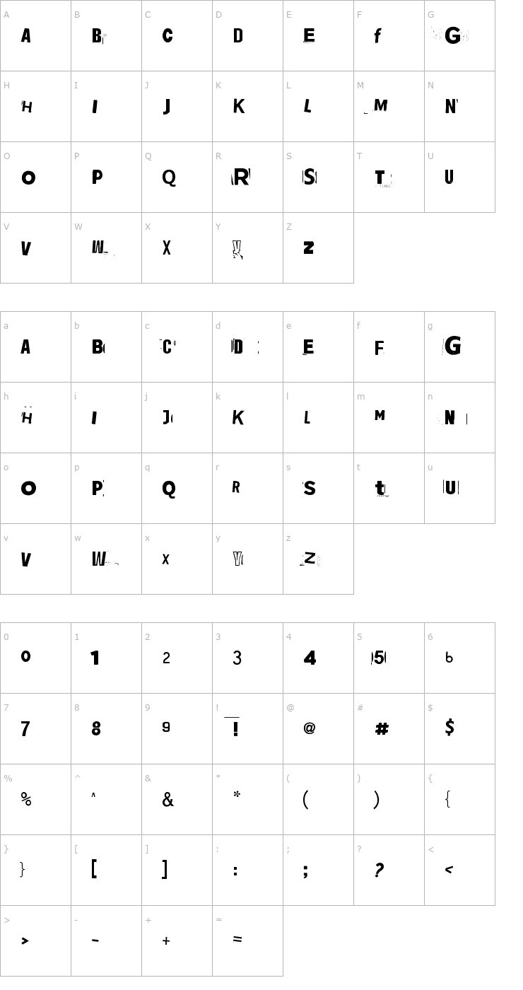 Character Map Jadefedga[08] Font