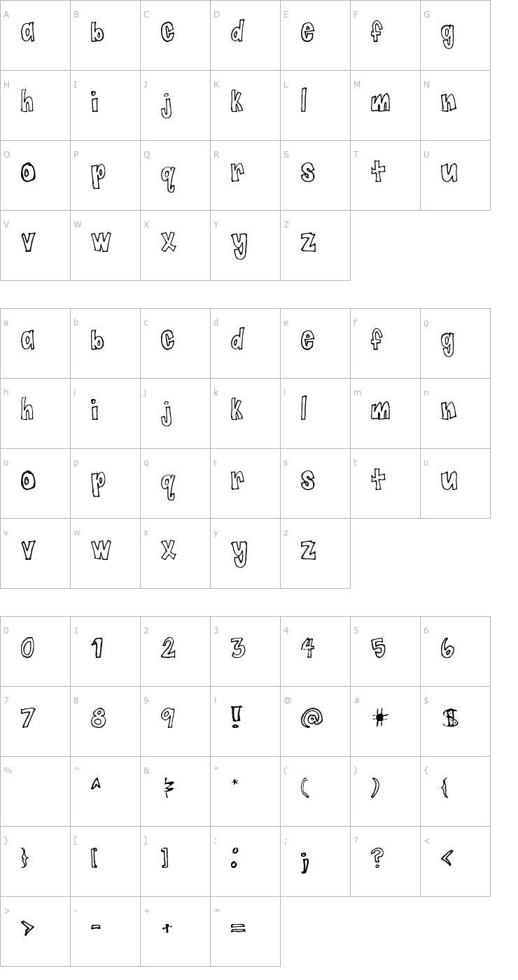 Character Map Jaggy Fries Font